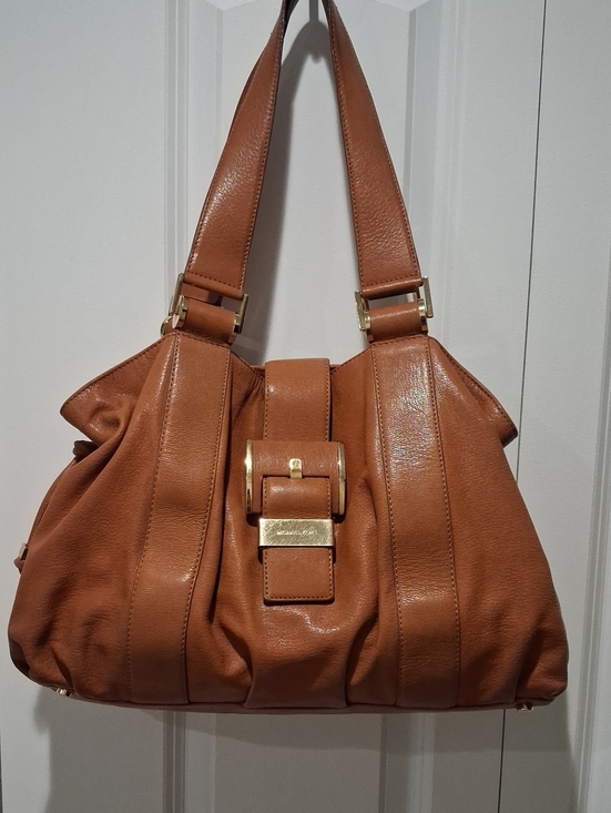 Michael Kors Collection Handbags - Michael Kors Collection Cognac Leather Shoulder Bag with Gold Hardware